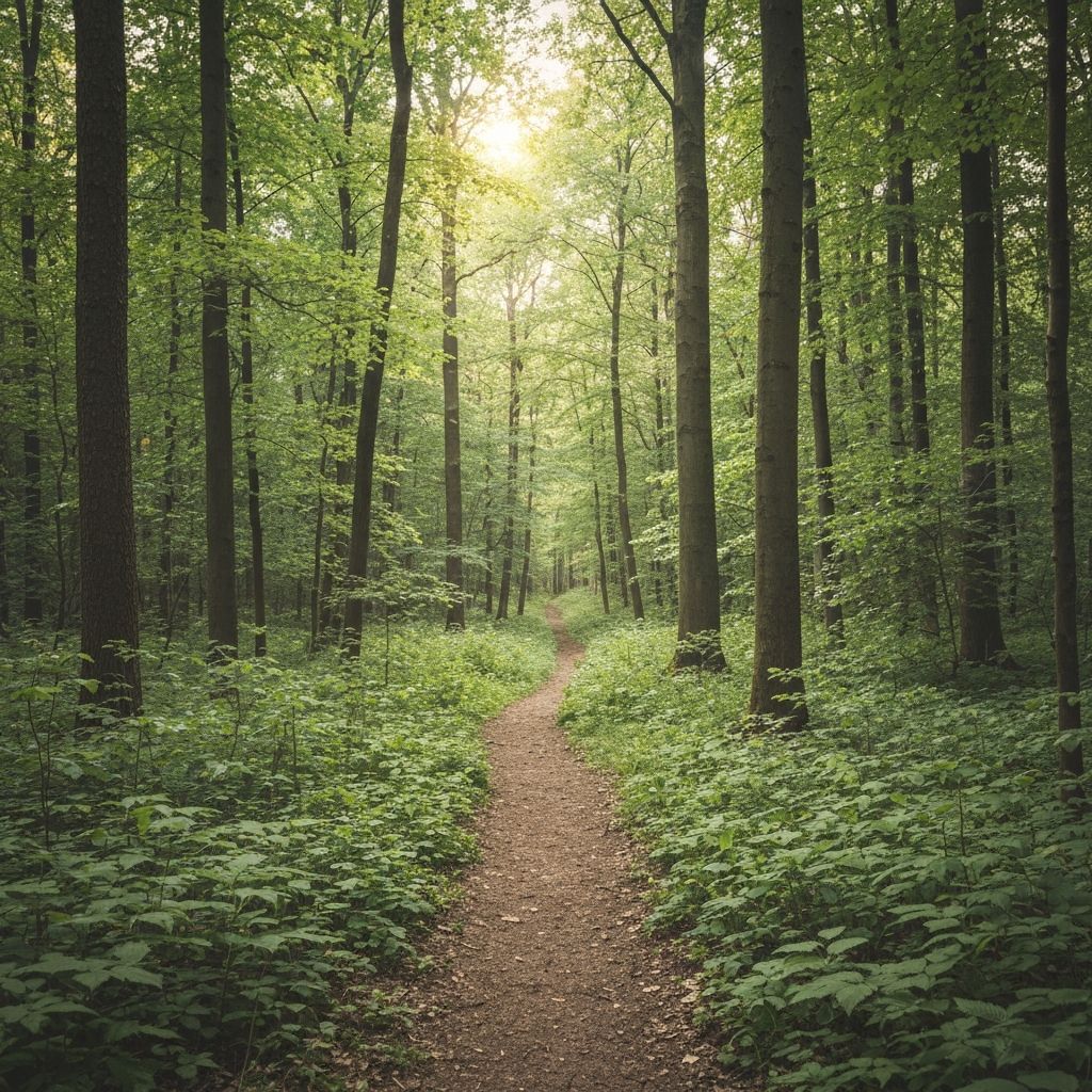 Waldweg mit natürlichem Grün